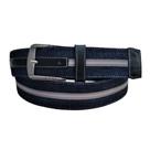 Cinto Masculino Jeans Azul-Marinho com Listras RMarq Collection Fivela (4 cm)