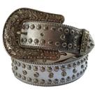 Cinto Paul Western Feminino Prata Couro Legítimo Com Tachas Cinto Paul Western Feminino Prata Couro Legítimo Com Tachas