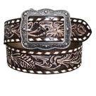 Cinto Paul Western marrom detalhes branco Cinto Paul Western marrom detalhes branco