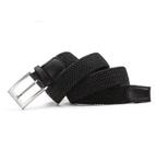 Cinto Preto Trançado Elástico Fivela De Metal Costura Reforçada Cinto Preto Trançado Elástico Fivela De Metal Costura Reforçada