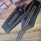 Cinto retro feminino largo Couro Bordado com Rebite VANESSA