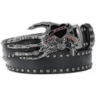Cinto RSGMU Leather Skull Fivela preta para homens (84-108 cm) Cinto RSGMU Leather Skull Fivela preta para homens (84-108 cm)