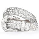 Cinto UnFader Rhinestone Western Bling Cowgirl branco para mulheres