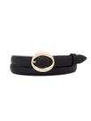 Cinto Via Lessa Windsor Fivela Dourada em Couro Preto