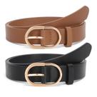 Cintos de couro femininos JASGOOD I-Black+Brown para calças jeans