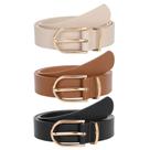 Cintos de couro femininos JASGOOD, pacote com 3, para calças jeans A-Brown