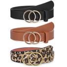 Cintos de couro para mulheres XZQTIVE Fashion com fivela dourada, pacote com 3