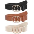 Cintos de couro para mulheres XZQTIVE Fashion com fivela dourada, pacote com 3