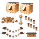 Circuito Suspenso para Gato de Parede Kit com 15 Peças Playground Gatos Rede Arranhador Mdf