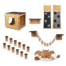 Circuito Suspenso Playground Gato Nicho Prateleira Kit 18 Peças Diversão Felina Arranhador Parede