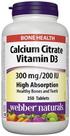 Citrato de Cálcio com Vitamina D3 300 mg 200 UI 350 comprimidos Webber Naturals