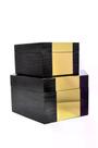 Cj 2 caixas de madeira e metal preto e dourado decorativas Cj 2 caixas de madeira e metal preto e dourado decorativas