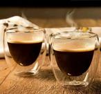 CJ 2 COPOS P/CAFE DUPLA PAREDE DE VIDRO BOROSSILICATO RESISTENTE A CALOR 70ml
