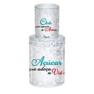 Cj 2 Latas Decorativas Porta Mantimento Açúcar 14cm e Chá 13cm