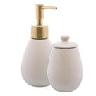 Cj 2 pecas para banheiro de ceramica granilite nude