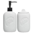 Cj 2 pecas para banheiro de ceramica letters branco