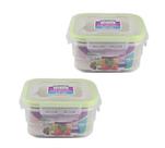 Cj 2 Potes Herméticos Mantimento Quadrado Alimentos 660 ml