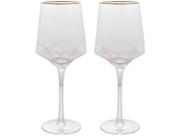 Cj.2 Taças de Chistal p/Vinho com Borda Dourada Taj 600ml
