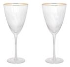 CJ 2 TACAS DE VIDRO P/VINHO C/BORDA DOURADA LINES 400ml