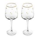 Cj 2 tacas para vinho balls fio de ouro 350ml vidro Cj 2 tacas para vinho balls fio de ouro 350ml vidro