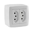 Cj 2 tomadas 10a 250v~ monobloco slim box Cj 2 tomadas 10a 250v~ monobloco slim box