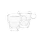 Cj 2 Xicara Café Chá Dupla Parede De Vidro 90ml Wolff
