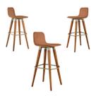 CJ 3 Banquetas Línea Altas Modernas em Linho Cor Terracota