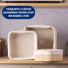 Cj 3 cestas quadradas com forro em tecido cozy bambu