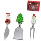 Cj. 3 Talheres p/ Queijo Cabo Papai Noel Boneco Neve Árvore