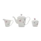 Cj 3pc porcelana p/cafe borboletas branco