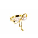 Cj.4 Anel Porta Guardanapo Metal Laço Dourado Perola 4,6x4,8cm