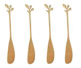 Cj 4 espatulas em aco inox folhas dourado - Rojemac