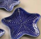 Cj 4 Pratos Decorativos De Cerâmica Estrela Ocean Azul 21cm