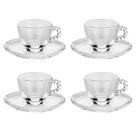 Cj 4 Xicaras Café Cristal Com Pires Pearl 80ml - Wolff