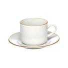 Cj.4 Xícaras Chá c/Pires de Porcelana Royal Branco Borda Dourada 200ml Cj.4 Xícaras Chá c/Pires de Porcelana Royal Branco Borda Dourada 200ml