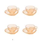 CJ 4 XICARAS CHA CRISTAL DE CHUMBO C/PIRES CORACAO PEARL AMBAR 180ml