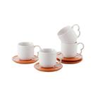 Cj.4 Xícaras p/Cafe com Pires em Cerâmica Oasis Branca 90ml