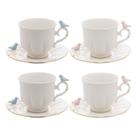 Cj 4 Xícaras P/ Chá Porcelana Birds 200ml Wolff