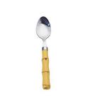 CJ 6 COLHERES P/CHA DE ACO INOX C/CABO DE PLASTICO BAMBU NATURAL 17cm