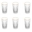 Cj 6 Copos Alto De Cristal C/Fio de Ouro Deli Diamante 280ml Cj 6 Copos Alto De Cristal C/Fio de Ouro Deli Diamante 280ml