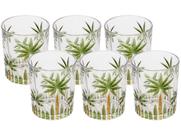 CJ 6 COPOS BAIXOS CRISTAL DE CHUMBO PALM TREE HANDPAINT 340ml