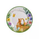 Cj.6 Pratos Sobremesa Cerâmica Páscoa Easter Garden 20cm Alleanza