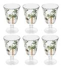 Cj 6 Taças Cristal Palm Hand Painting Coqueiro Super Luxo