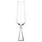Cj.6 Taças Diamond Champanhe Vidro c/ Base Cristal Rosa 305ml