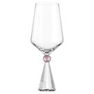Cj.6 Taças Diamond Vidro c/ Base Cristal Detalhe Rosa 595ml