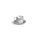 Cj.6 Xícaras Café c/Pires Cerâmica Reto Peonies 100ml Scalla
