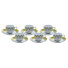 Cj. 6 Xícaras Café Com Pires Porcelana Super White Pineapple 90ml Lyor
