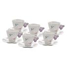 CJ 6 XICARAS CHA PORCELANA C/PIRES BORBOLETAS BRANCO 200ml