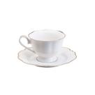 Cj.6 Xícaras Chá Porcelana c/Pires Maldivas Branco Fio Ouro Cj.6 Xícaras Chá Porcelana c/Pires Maldivas Branco Fio Ouro