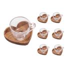 Cj 6 Xícaras de Café C/ Pires em Madeira Teca Coração 75 ml - Woodart
